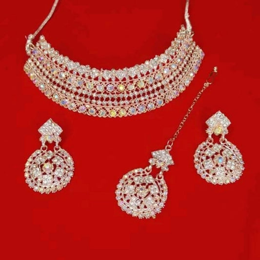 Rose Gold Necklace Set With Earrings