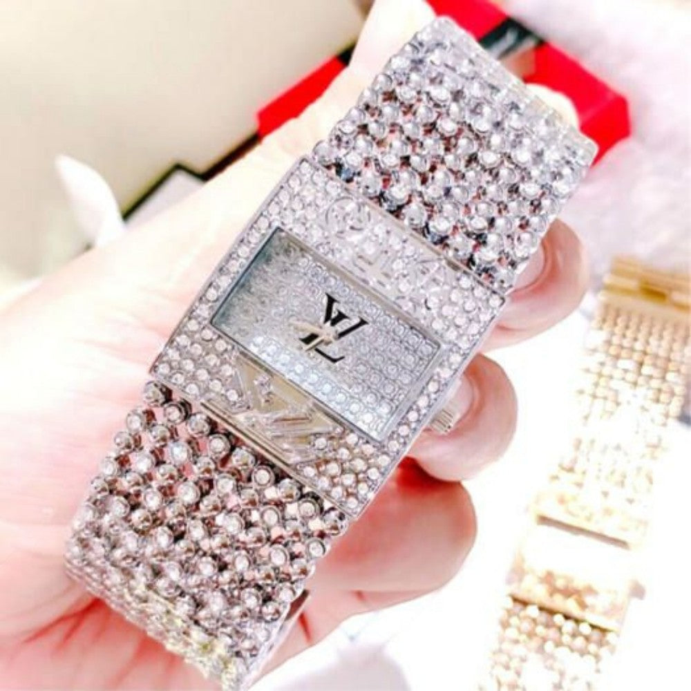 Crystal-Studded Luxury Bracelet Watch