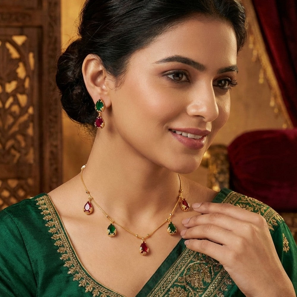 AD Stone Studed Necklace