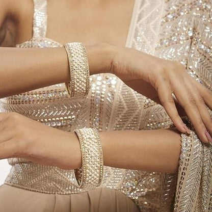 Royal Gold-Tone Pearl & Stone Studded Bridal Bangles