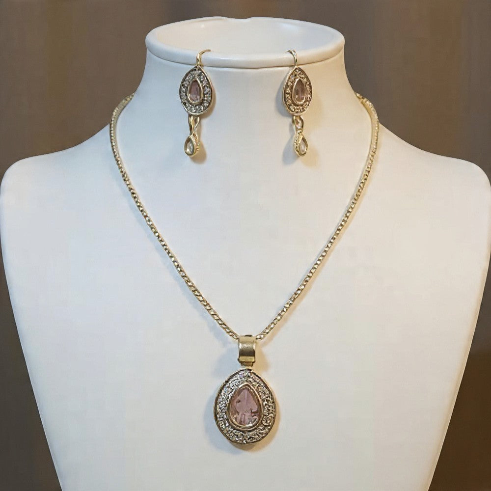 Elegant Gold-Tone Necklace & Earring Set for Women