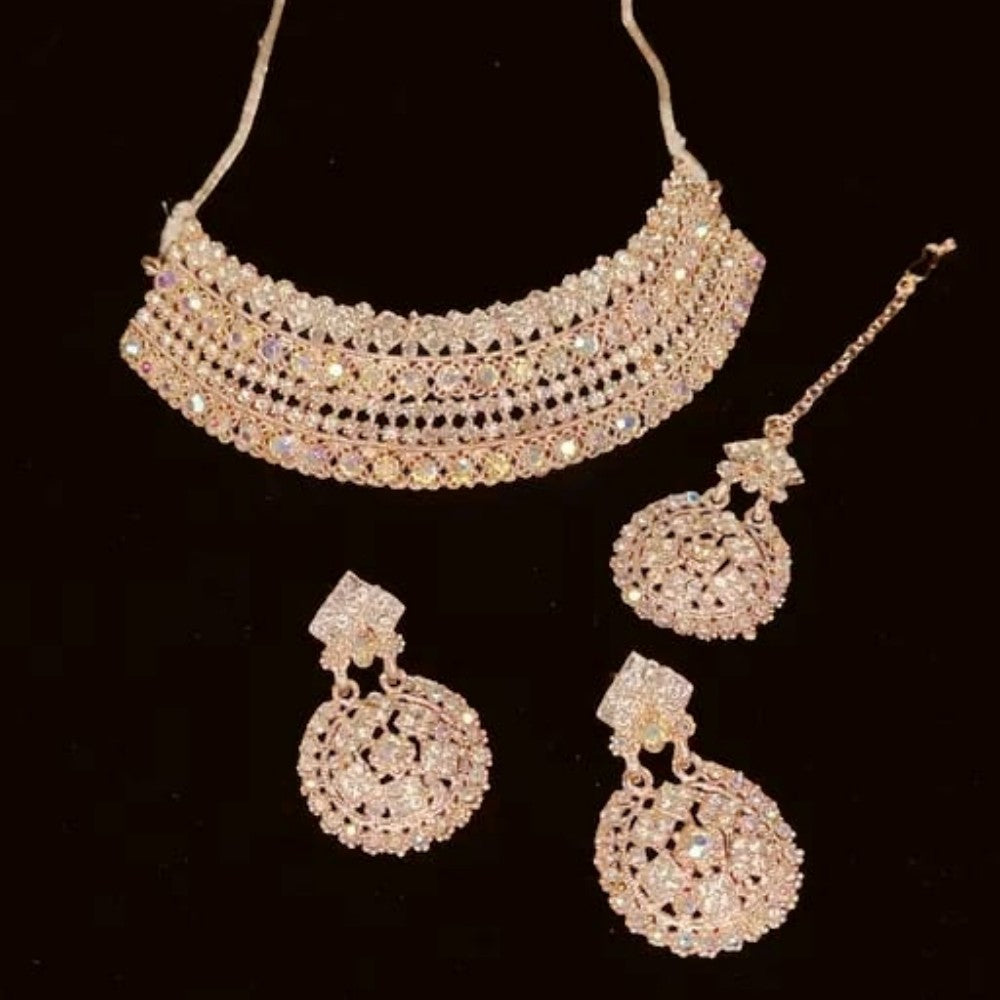 Rose Gold Necklace Set With Earrings