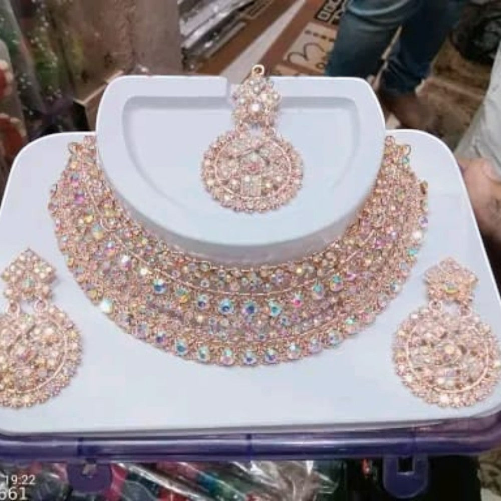 Rose Gold Necklace Set With Earrings