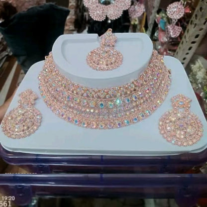 Rose Gold Necklace Set With Earrings