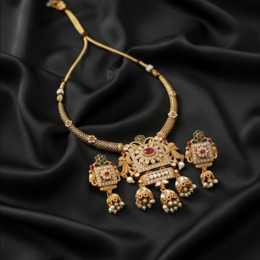 Royal Antique Gold Temple Necklace Set