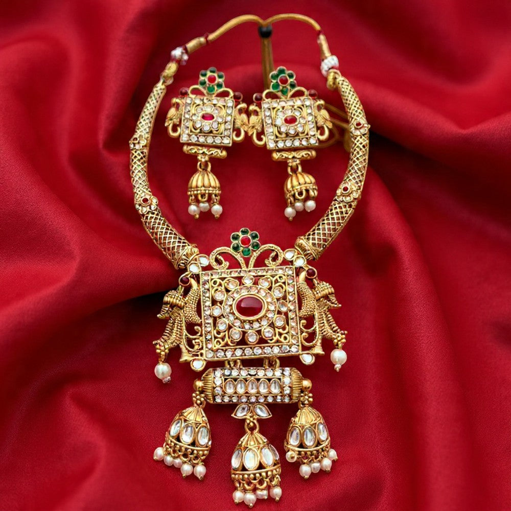 Royal Antique Gold Temple Necklace Set