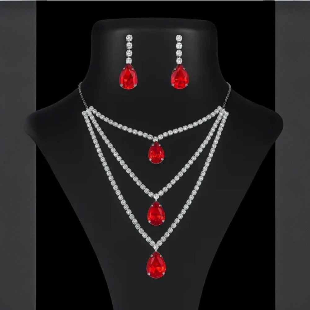 Premium Ruby Red Crystals Necklace