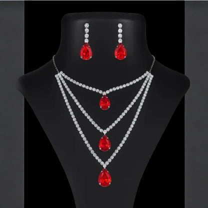 Premium Ruby Red Crystals Necklace