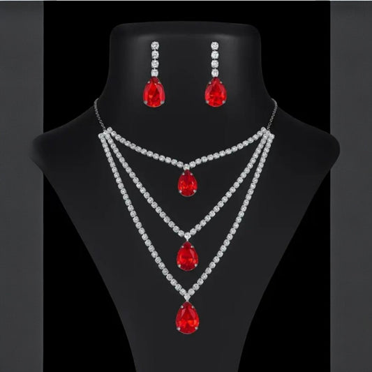 Premium Ruby Red Crystals Necklace