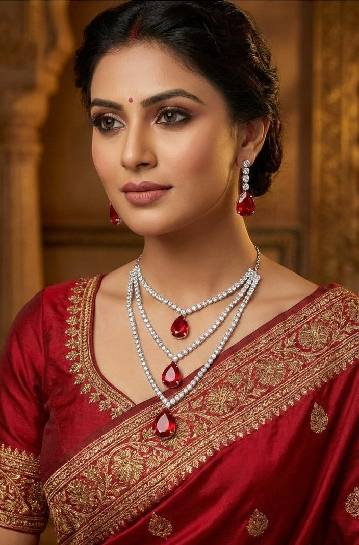 Premium Ruby Red Crystals Necklace