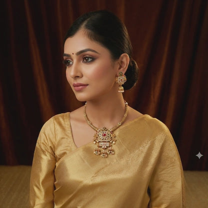 Royal Antique Gold Temple Necklace Set